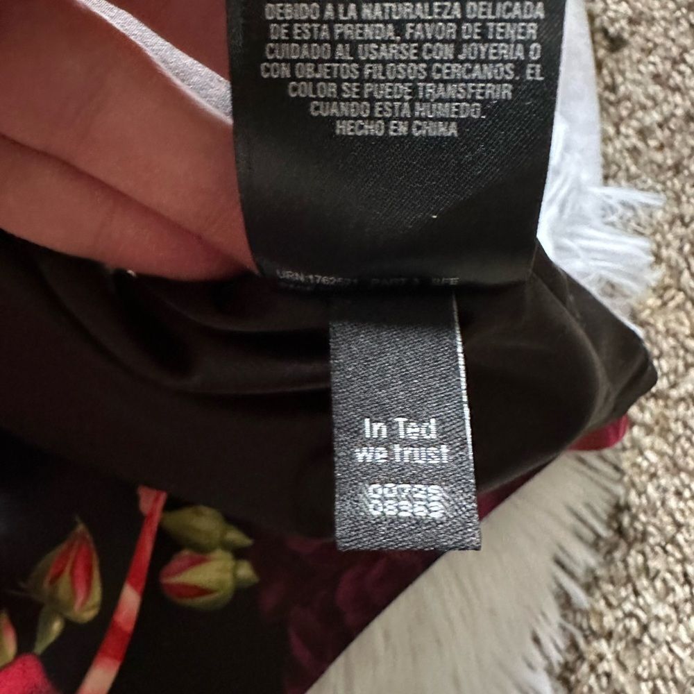 Ted Baker Dress Meric Juxtapose Rose Midi New Black Red Adjustable Straps Size 4 - Picture 14 of 14